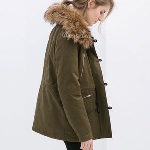 zara faux fur lined winter parka